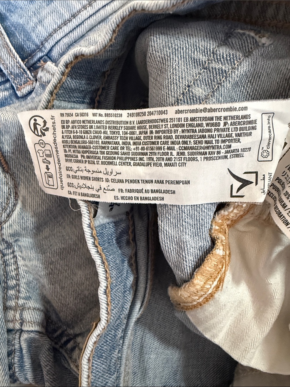 abercrombie kids Light Blue Distressed Denim Shorts Duo - Picture 6 of 7
